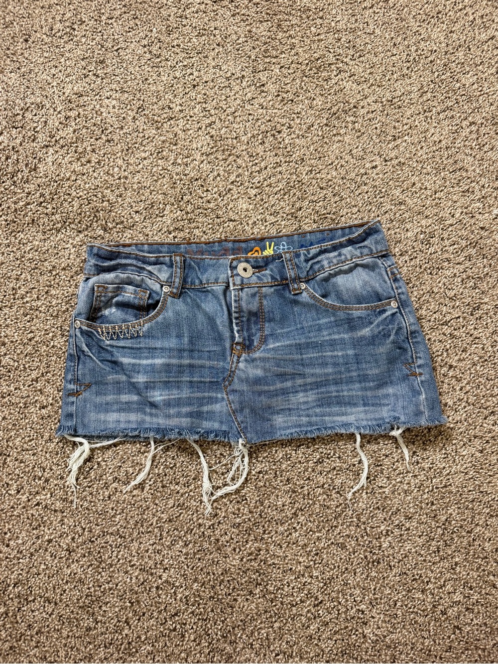 Mudd Denim Mini Skirt with Frayed Hem